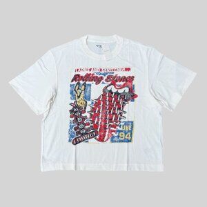 Abercrombie Fitch Mens Off-White Oversized Rolling Stones Cropped T-Shirt